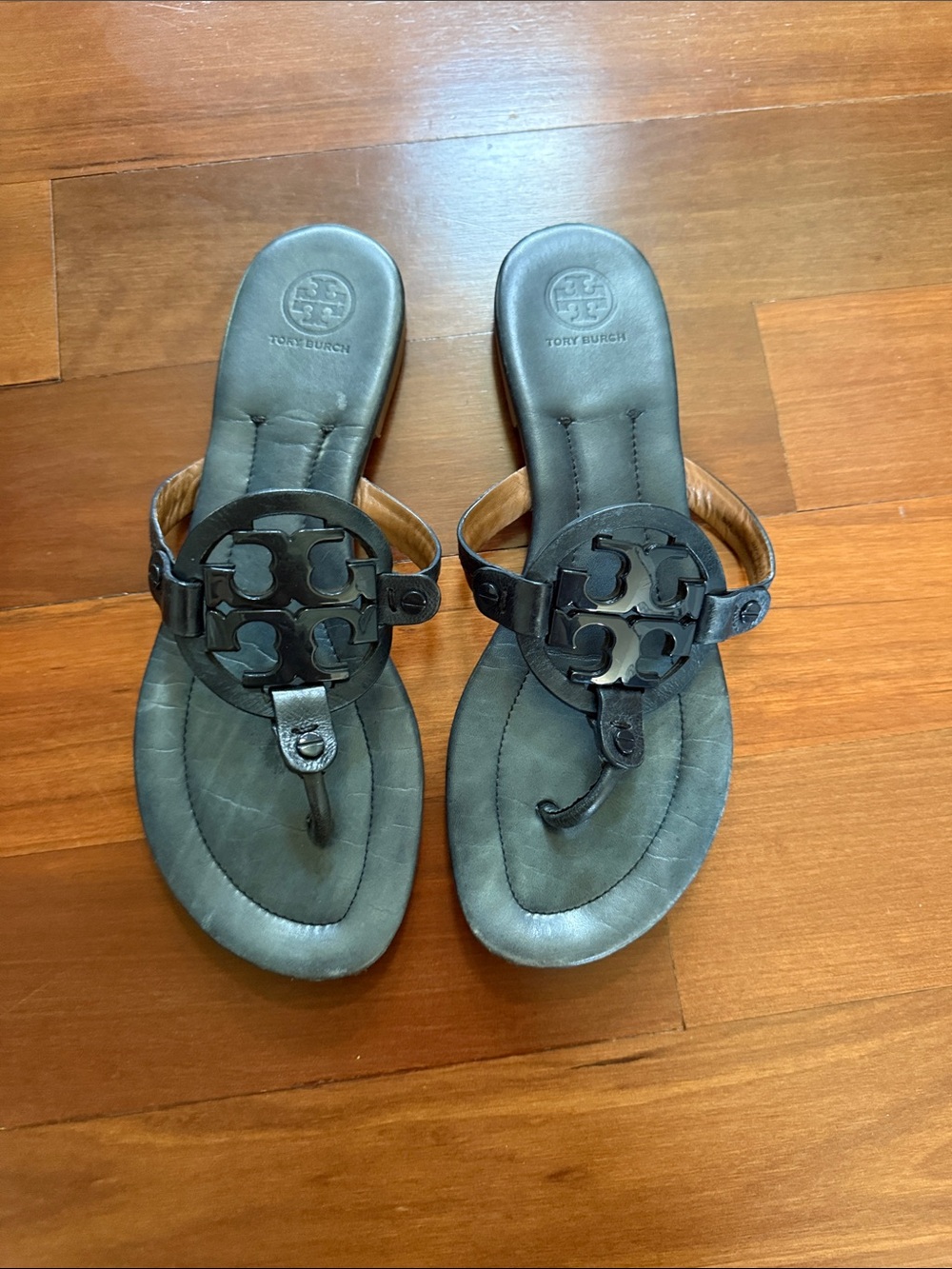 Tory Burch navy blue miller sandals - Picture 2 of 7